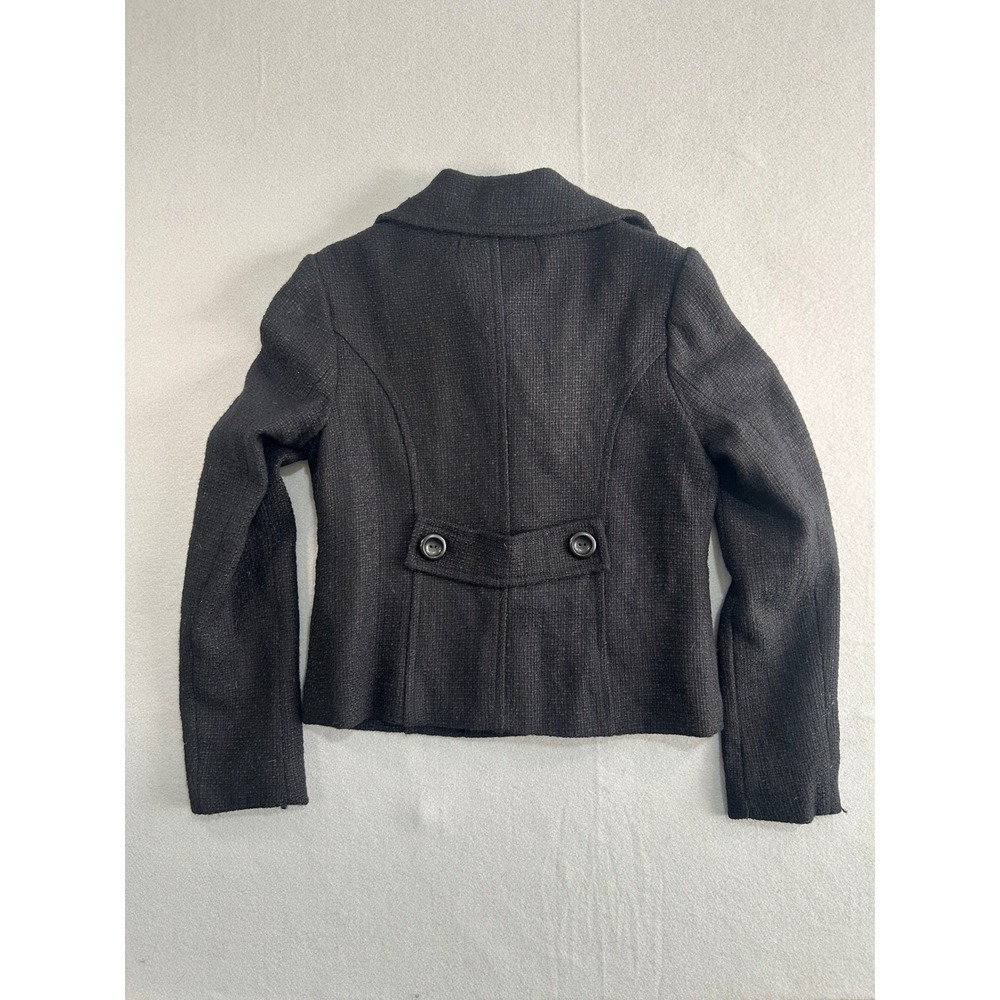 Gap Blazer Women 10 Black Wool Blend Tweed 3-Button Patch Pocket Y2K Vintage - Picture 7 of 8